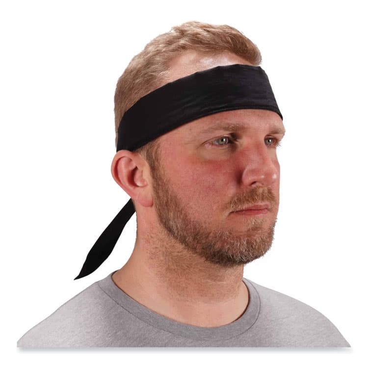ERGODYNE CORPORATION Chill-Its 6702 Cooling Embedded Polymers Tie Bandana, One Size Fits Most, Black (EGO12396) thumbnail 2