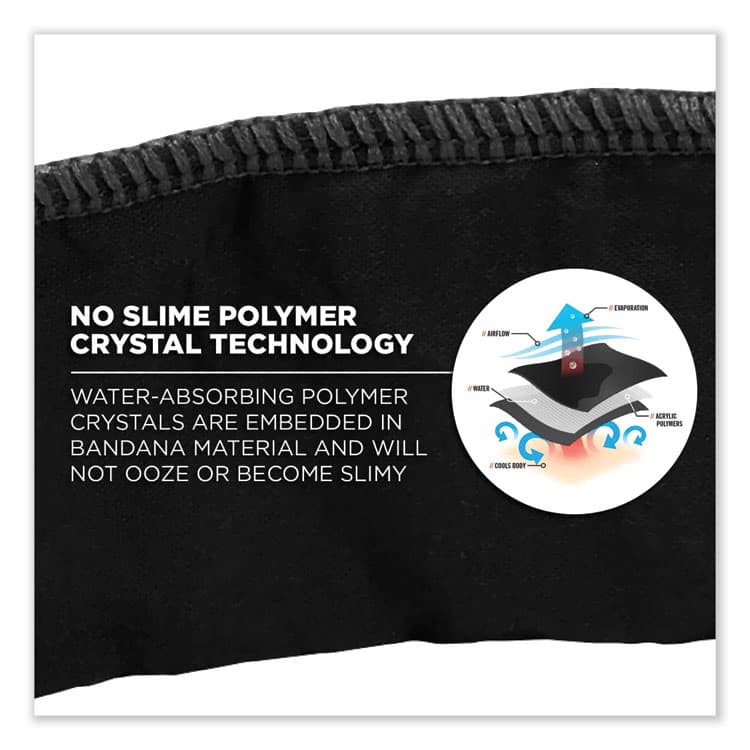 ERGODYNE CORPORATION Chill-Its 6702 Cooling Embedded Polymers Tie Bandana, One Size Fits Most, Black (EGO12396) thumbnail 3