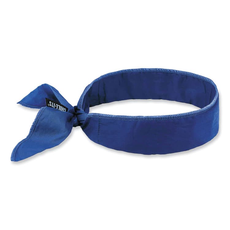 ERGODYNE CORPORATION Chill-Its 6702 Cooling Embedded Polymers Tie Bandana, One Size Fits Most, Solid Blue (EGO12399)