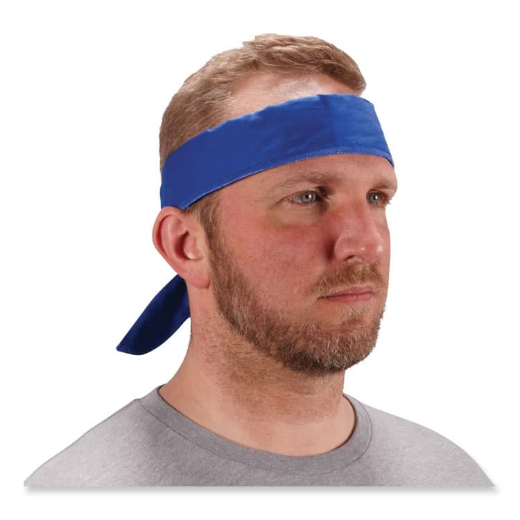 ERGODYNE CORPORATION Chill-Its 6702 Cooling Embedded Polymers Tie Bandana, One Size Fits Most, Solid Blue (EGO12399) thumbnail 2
