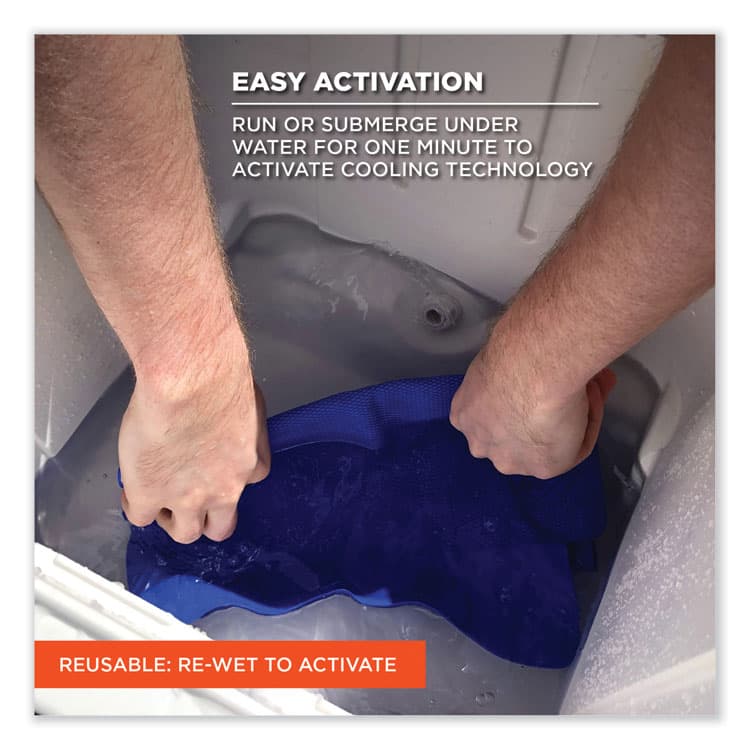 ERGODYNE CORPORATION Chill-Its 6602 Evaporative PVA Cooling Towel, 29.5 x 13, One Size Fits Most, PVA, Blue, 50/Pack (EGO12410) thumbnail 4