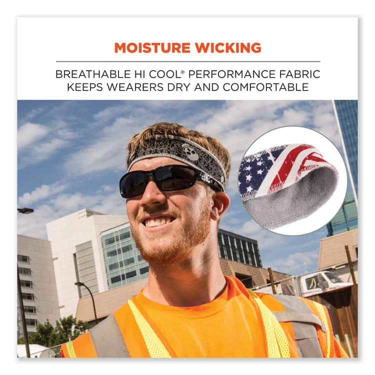 ERGODYNE CORPORATION Chill-Its 6605 High-Performance Cotton Terry Cloth Sweatband, One Size Fits Most, Stars and Stripes (EGO12421) thumbnail 2