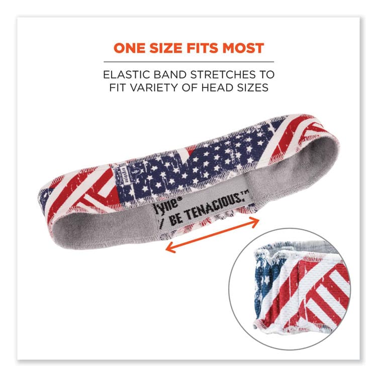 ERGODYNE CORPORATION Chill-Its 6605 High-Performance Cotton Terry Cloth Sweatband, One Size Fits Most, Stars and Stripes (EGO12421) thumbnail 3