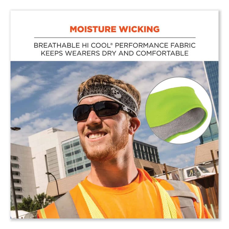 ERGODYNE CORPORATION Chill-Its 6605 High-Performance Terry Cloth Sweatband, Cotton Terry Cloth, One Size Fits Most, Lime (EGO12431) thumbnail 2