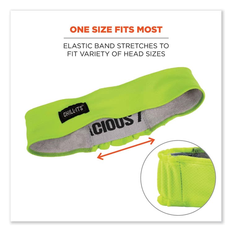 ERGODYNE CORPORATION Chill-Its 6605 High-Performance Terry Cloth Sweatband, Cotton Terry Cloth, One Size Fits Most, Lime (EGO12431) thumbnail 3