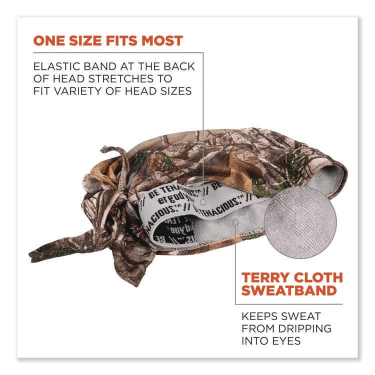 ERGODYNE CORPORATION Chill-Its 6615 High-Performance Bandana Doo Rag with Terry Cloth Sweatband, One Size Fits Most, RealTree Xtra (EGO12475) thumbnail 3