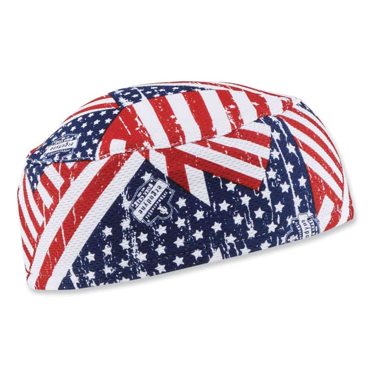 ERGODYNE CORPORATION Chill-Its 6630 High-Performance Terry Cloth Skull Cap, Polyester, One Size Fits Most, Stars and Stripes (EGO12506)