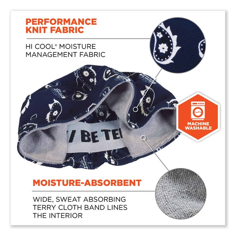 ERGODYNE CORPORATION Chill-Its 6630 High-Performance Terry Cloth Skull Cap, Polyester, One Size Fit Most, Navy Western (EGO12509) thumbnail 2