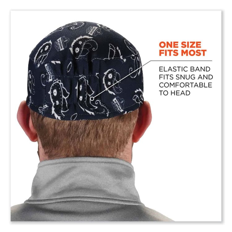 ERGODYNE CORPORATION Chill-Its 6630 High-Performance Terry Cloth Skull Cap, Polyester, One Size Fit Most, Navy Western (EGO12509) thumbnail 3
