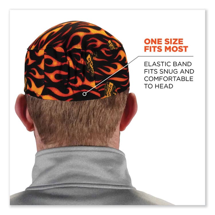ERGODYNE CORPORATION Chill-Its 6630 High-Performance Terry Cloth Skull Cap, Polyester, One Size Fits Most, Flames (EGO12514) thumbnail 3