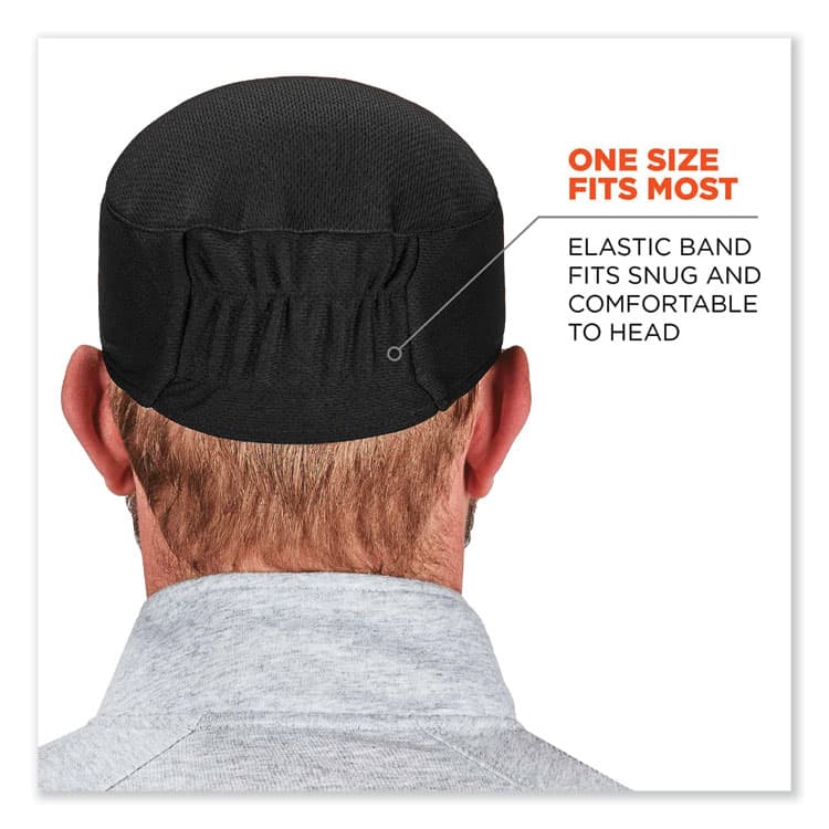 ERGODYNE CORPORATION Chill-Its 6630 High-Performance Terry Cloth Skull Cap, Polyester, One Size Fits Most, Black (EGO12516) thumbnail 3