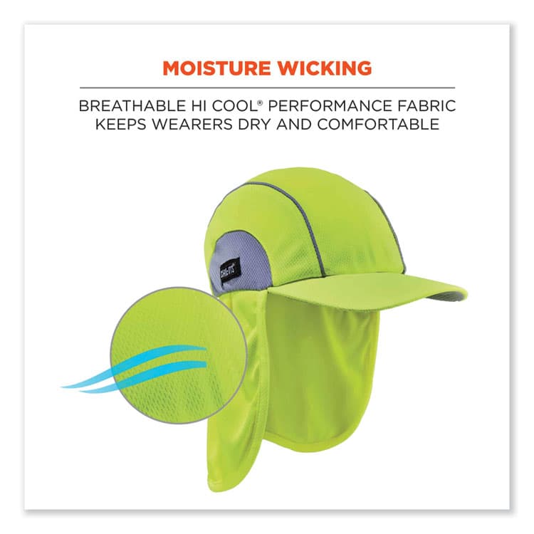 ERGODYNE CORPORATION Chill-Its 6650 High-Performance Hat Plus Neck Shade, Polyester, One Size Fits Most, Lime (EGO12520) thumbnail 4