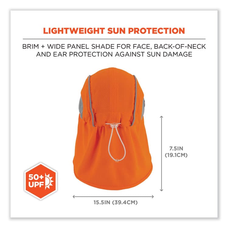 ERGODYNE CORPORATION Chill-Its 6650 High-Performance Hat Plus Neck Shade, Polyester, One Size Fits Most, Orange (EGO12521) thumbnail 3