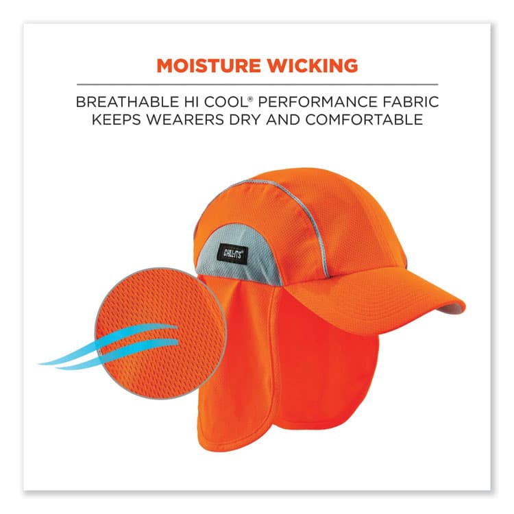ERGODYNE CORPORATION Chill-Its 6650 High-Performance Hat Plus Neck Shade, Polyester, One Size Fits Most, Orange (EGO12521) thumbnail 4