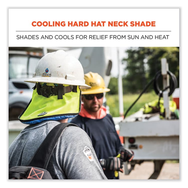 ERGODYNE CORPORATION Chill-Its 6670CT Cooling Hard Hat Neck Shade - PVA, 14.75 x 10.5, Lime (EGO12523) thumbnail 2