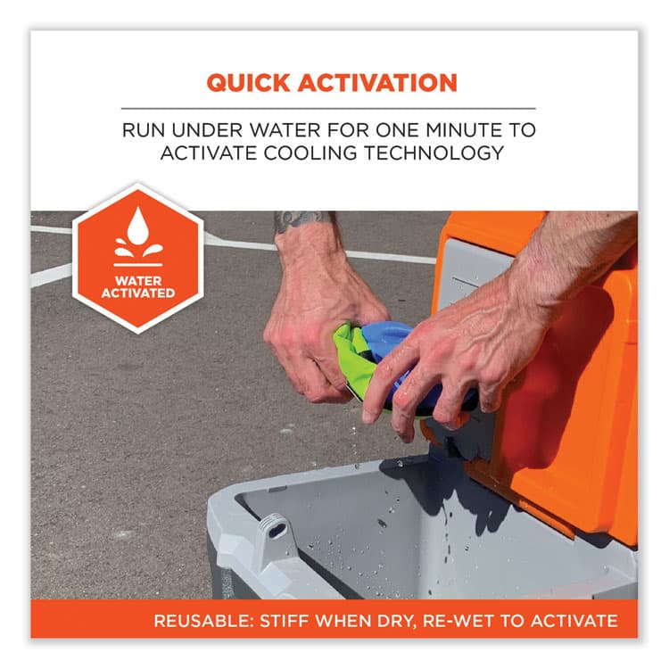 ERGODYNE CORPORATION Chill-Its 6670CT Cooling Hard Hat Neck Shade - PVA, 14.75 x 10.5, Lime (EGO12523) thumbnail 4