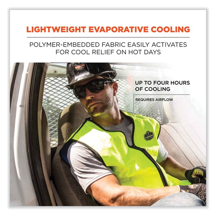 ERGODYNE CORPORATION Chill-Its 6665 Embedded Polymer Cooling Vest with Zipper, Nylon/Polymer, Medium, Lime (EGO12533) thumbnail 2