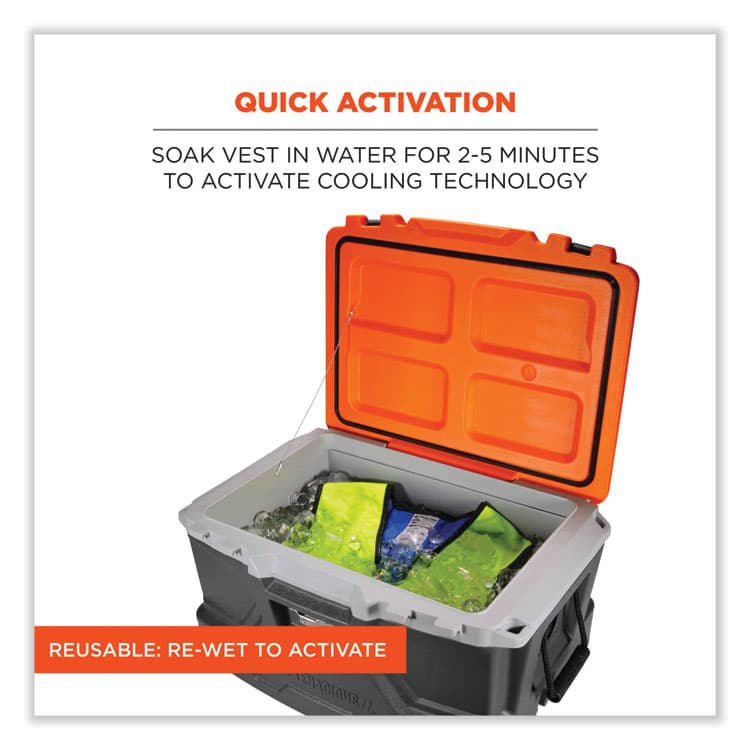 ERGODYNE CORPORATION Chill-Its 6665 Embedded Polymer Cooling Vest with Zipper, Nylon/Polymer, Medium, Lime (EGO12533) thumbnail 3