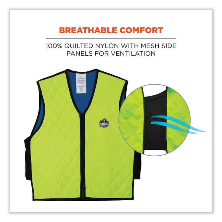 ERGODYNE CORPORATION Chill-Its 6665 Embedded Polymer Cooling Vest with Zipper, Nylon/Polymer, Medium, Lime (EGO12533) thumbnail 4