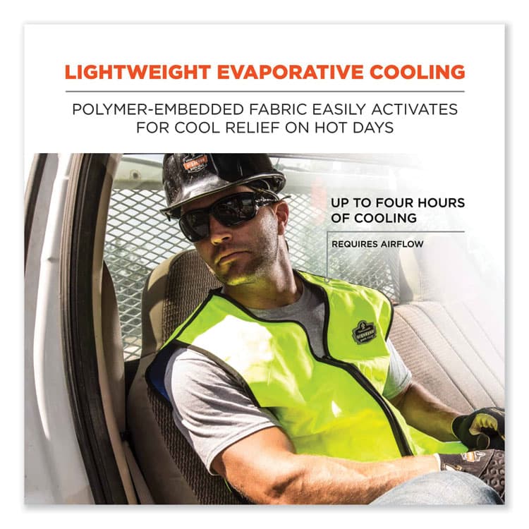 ERGODYNE CORPORATION Chill-Its 6665 Embedded Polymer Cooling Vest with Zipper, Nylon/Polymer, X-Large, Lime (EGO12535) thumbnail 2