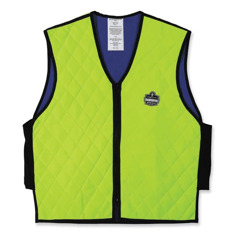 ERGODYNE CORPORATION Chill-Its 6665 Embedded Polymer Cooling Vest with Zipper, Nylon/Polymer, 3X-Large, Lime (EGO12537)