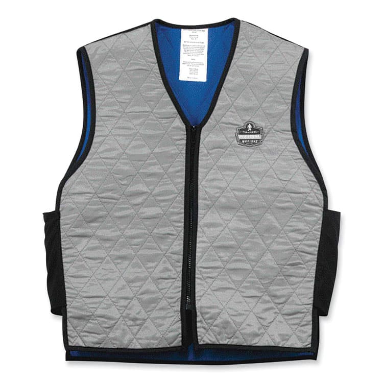ERGODYNE CORPORATION Chill-Its 6665 Embedded Polymer Cooling Vest with Zipper, Nylon/Polymer, Large, Gray (EGO12544)