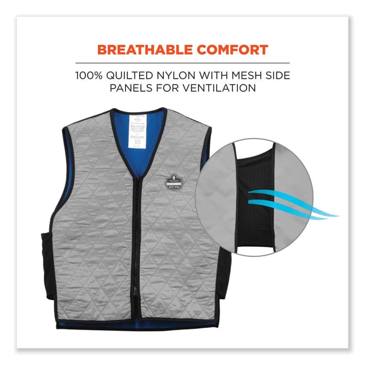 ERGODYNE CORPORATION Chill-Its 6665 Embedded Polymer Cooling Vest with Zipper, Nylon/Polymer, Large, Gray (EGO12544) thumbnail 4