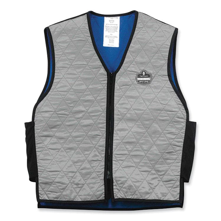 ERGODYNE CORPORATION Chill-Its 6665 Embedded Polymer Cooling Vest with Zipper, Nylon/Polymer, X-Large, Gray (EGO12545)
