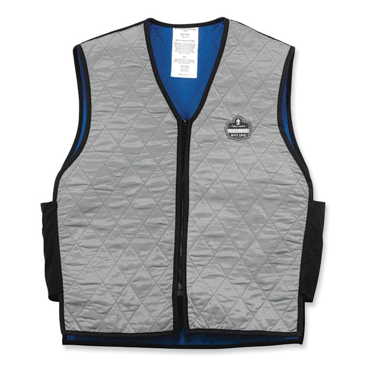 ERGODYNE CORPORATION Chill-Its 6665 Embedded Polymer Cooling Vest with Zipper, Nylon/Polymer, 2X-Large, Gray (EGO12546)