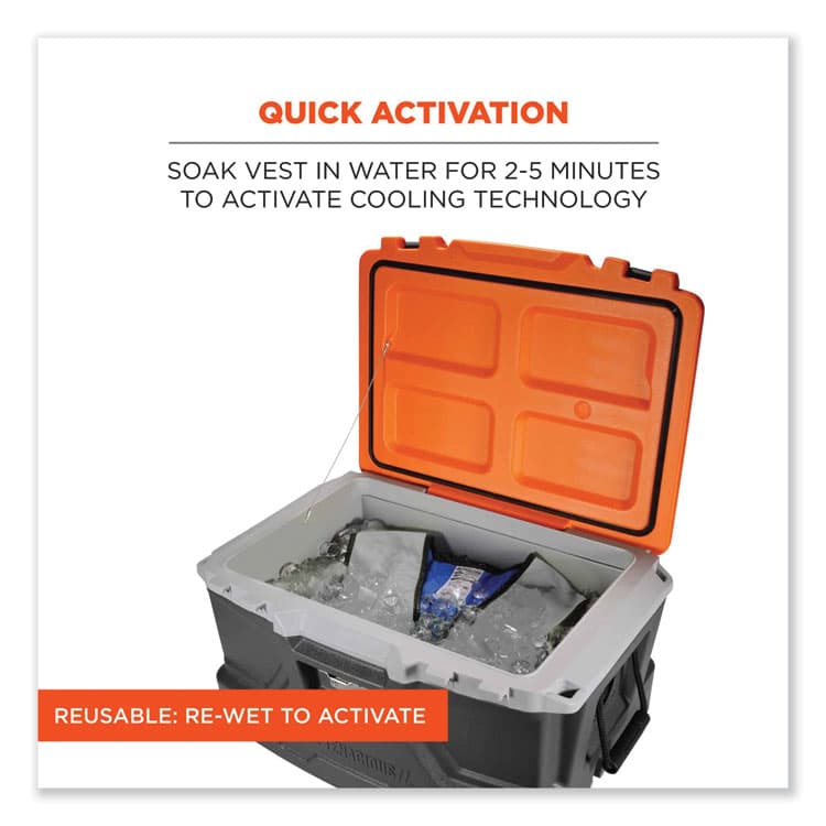 ERGODYNE CORPORATION Chill-Its 6665 Embedded Polymer Cooling Vest with Zipper, Nylon/Polymer, 2X-Large, Gray (EGO12546) thumbnail 3