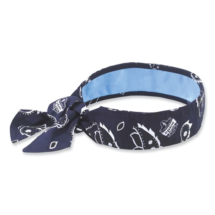 ERGODYNE CORPORATION Chill-Its 6700CT Cooling Bandana PVA Tie Headband, One Size Fits Most, Navy Western (EGO12564)