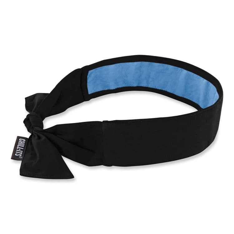 ERGODYNE CORPORATION Chill-Its 6700CT Cooling Bandana PVA Tie Headband, One Size Fits Most, Black (EGO12565)