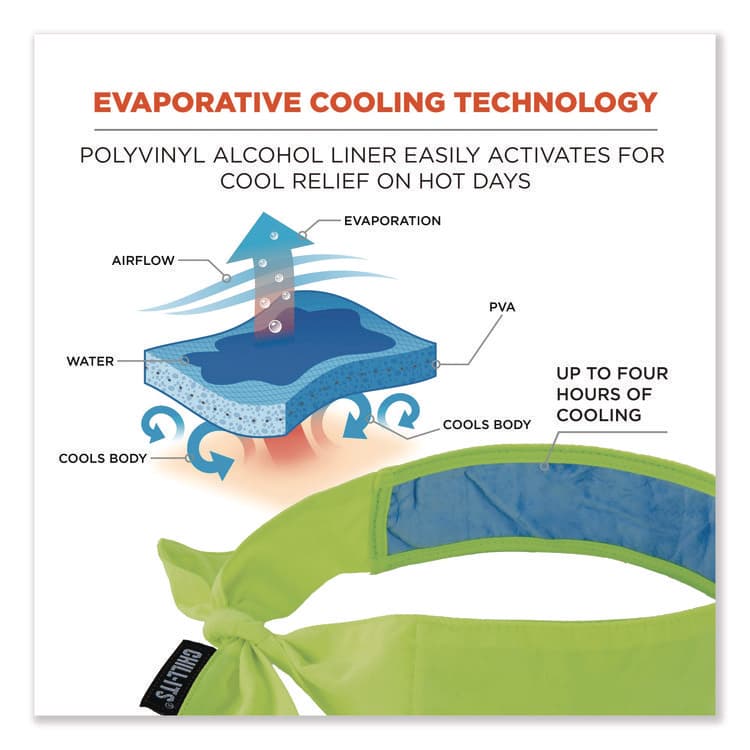 ERGODYNE CORPORATION Chill-Its 6700CT Cooling Bandana PVA Tie Headband, One Size Fits Most, Lime (EGO12566) thumbnail 2