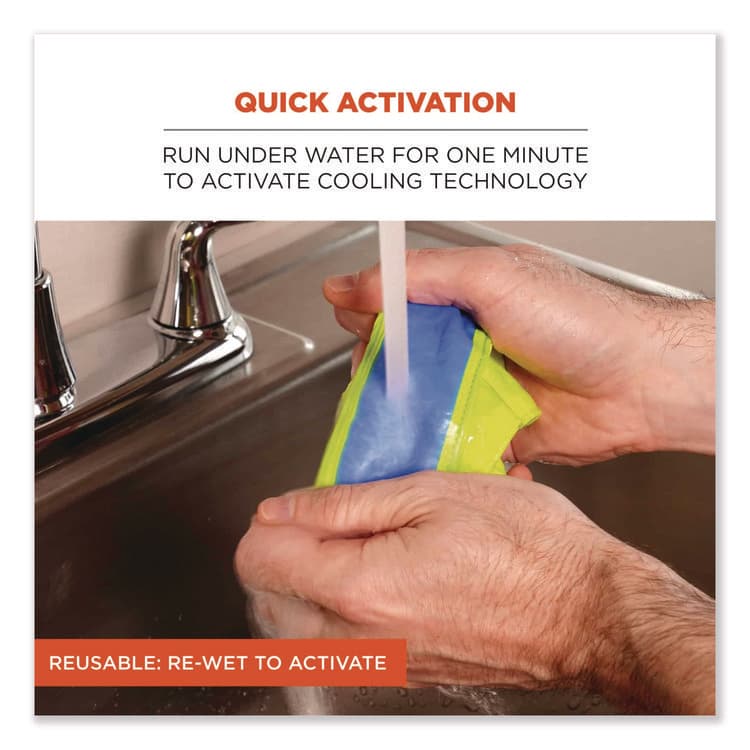 ERGODYNE CORPORATION Chill-Its 6700CT Cooling Bandana PVA Tie Headband, One Size Fits Most, Lime (EGO12566) thumbnail 3