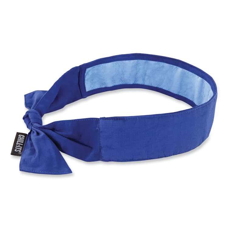 ERGODYNE CORPORATION Chill-Its 6700CT Cooling Bandana PVA Tie Headband, One Size Fits Most, Solid Blue (EGO12567)