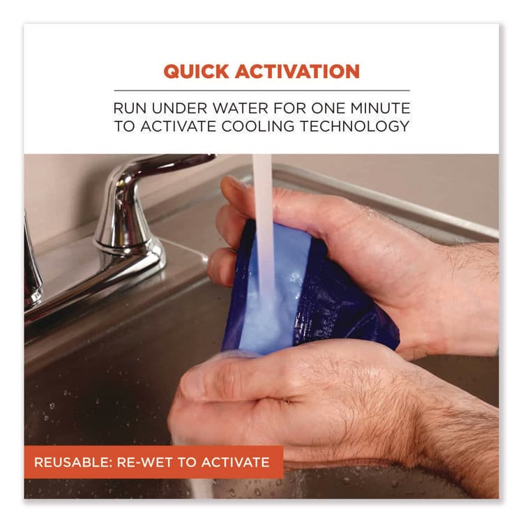 ERGODYNE CORPORATION Chill-Its 6700CT Cooling Bandana PVA Tie Headband, One Size Fits Most, Solid Blue (EGO12567) thumbnail 3