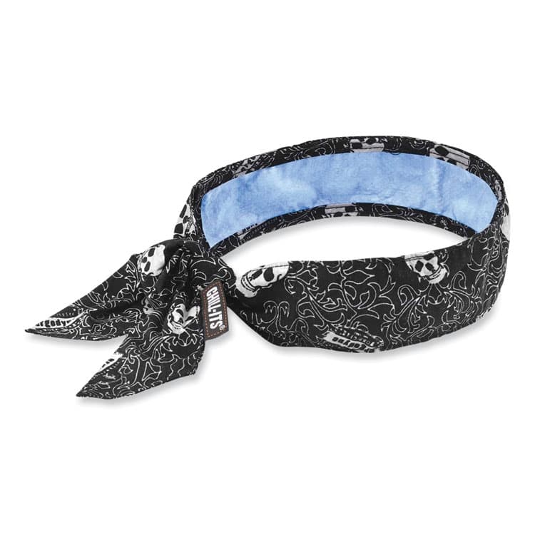ERGODYNE CORPORATION Chill-Its 6700CT Cooling Bandana PVA Tie Headband, One Size Fits Most, Skulls (EGO12569)