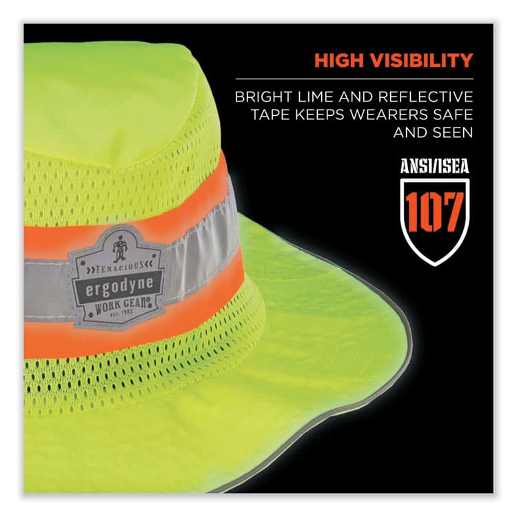 ERGODYNE CORPORATION Chill-Its 8935CT Hi-Vis PVA Ranger Sun Hat, Large/X-Large, Lime (EGO12591) thumbnail 4