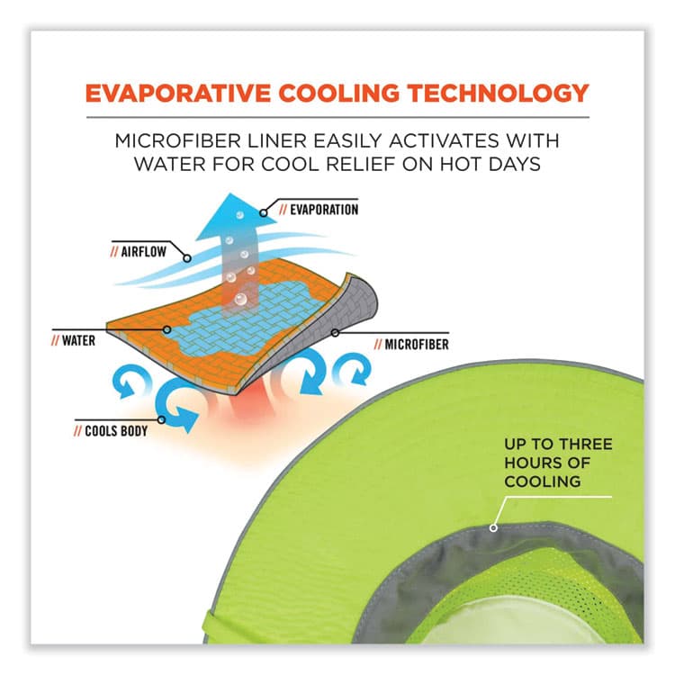 ERGODYNE CORPORATION Chill-Its 8935MF Hi-Vis Microfiber Ranger Sun Hat, Large/X-Large, Lime (EGO12595) thumbnail 2
