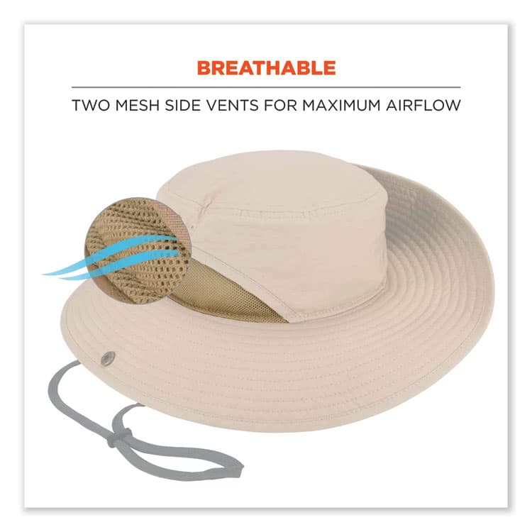 ERGODYNE CORPORATION Chill-Its 8936 Lightweight Mesh Paneling Ranger Hat, Small/Medium, Khaki (EGO12598) thumbnail 3