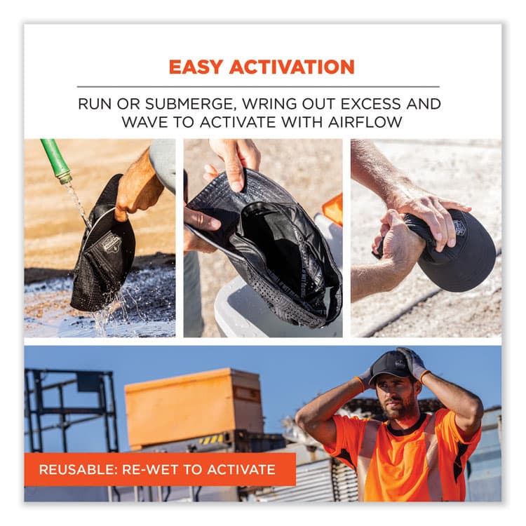 ERGODYNE CORPORATION Chill-Its 8937 Performance Cooling Baseball Hat, One Size Fits Most, Black (EGO12604) thumbnail 3