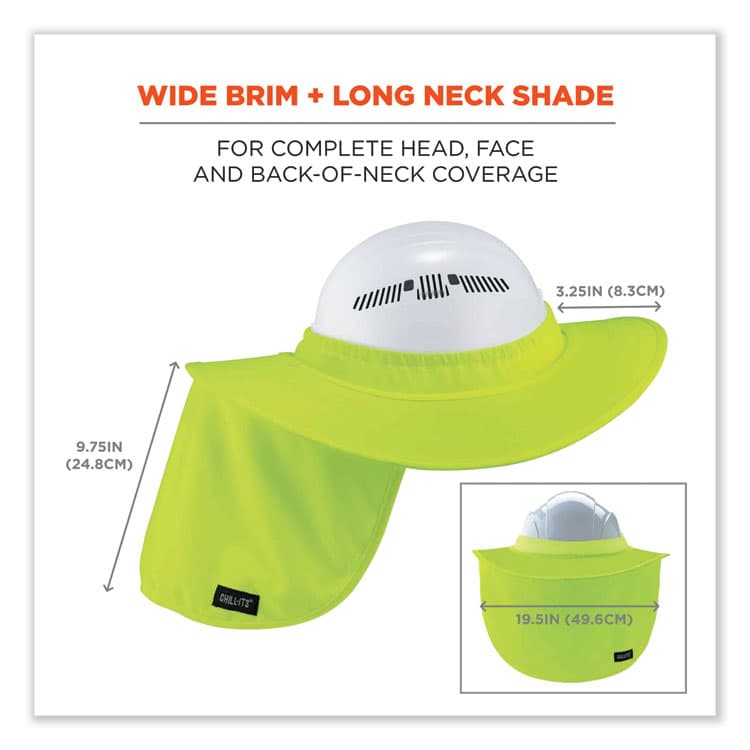 ERGODYNE CORPORATION Chill-Its 6660 Hard Hat Brim + Neck Shade, 19.5 x 9.75, Lime (EGO12640) thumbnail 4