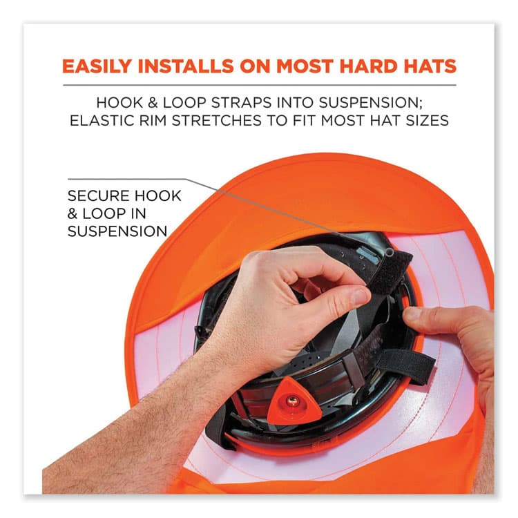 ERGODYNE CORPORATION Chill-Its 6660 Hard Hat Brim + Neck Shade, 19.5 x 9.75, Orange (EGO12641) thumbnail 3