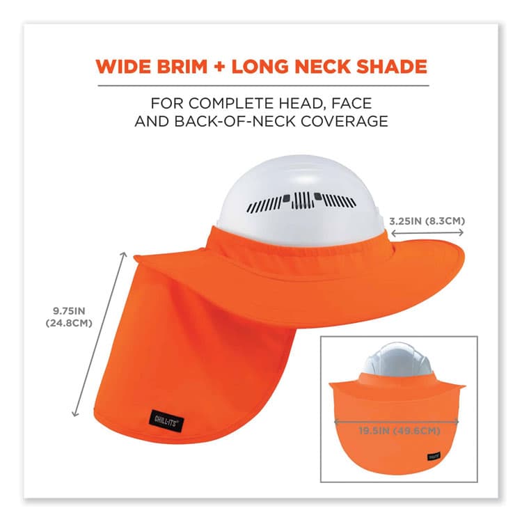 ERGODYNE CORPORATION Chill-Its 6660 Hard Hat Brim + Neck Shade, 19.5 x 9.75, Orange (EGO12641) thumbnail 4