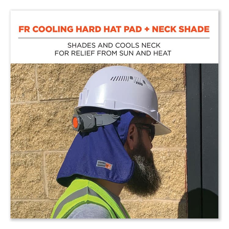 ERGODYNE CORPORATION Chill-Its 6717FR FR Cooling Hard Hat Pad and Neck Shade, 12.5 x 9.75, Blue (EGO12657) thumbnail 3