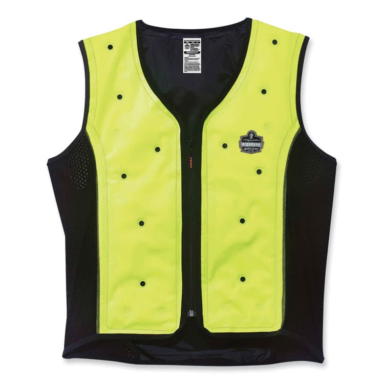 ERGODYNE CORPORATION Chill-Its 6685 Premium Dry Evaporative Cooling Vest with Zipper, Nylon, X-Large, Lime (EGO12675)