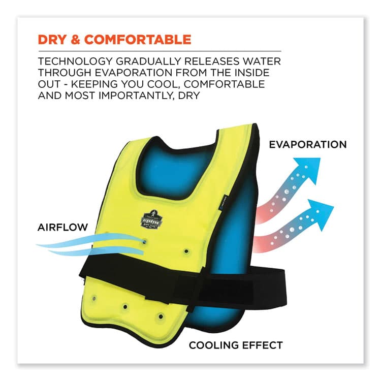 ERGODYNE CORPORATION Chill-Its 6687 Economy Dry Evaporative Cooling Elastic Waist Vest, Nylon, Large/X-Large, Lime (EGO12685) thumbnail 3