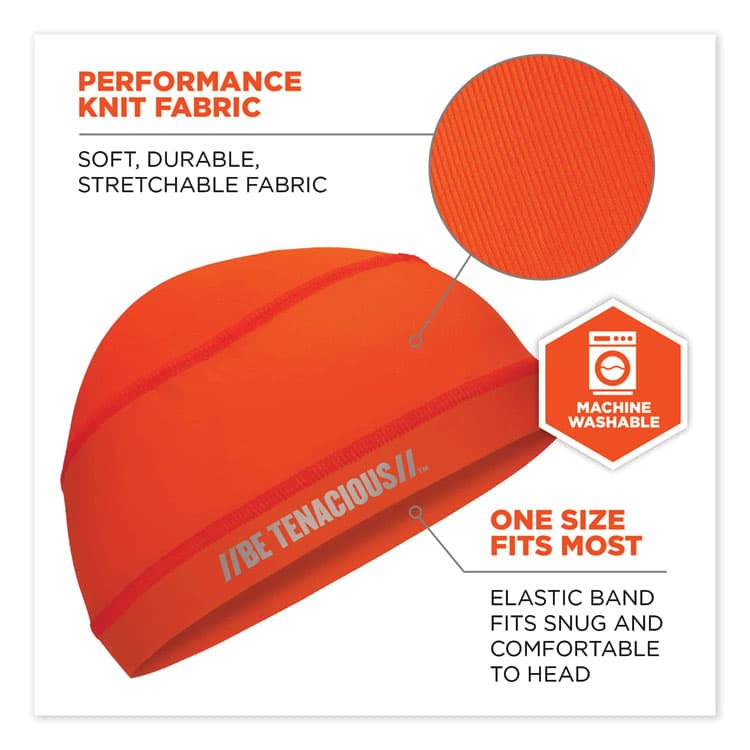 ERGODYNE CORPORATION Chill-Its 6632 Performance Knit Cooling Skull Cap, Polyester/Spandex, One Size Fits Most, Orange (EGO12688) thumbnail 2