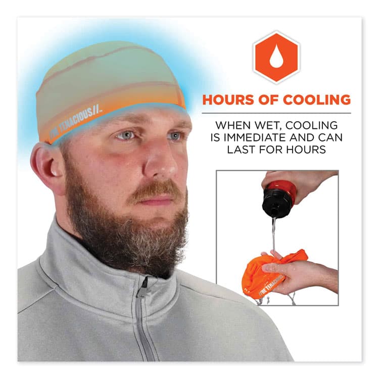 ERGODYNE CORPORATION Chill-Its 6632 Performance Knit Cooling Skull Cap, Polyester/Spandex, One Size Fits Most, Orange (EGO12688) thumbnail 3