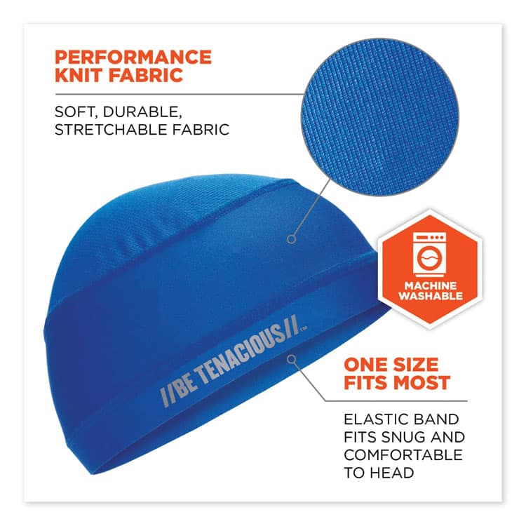 ERGODYNE CORPORATION Chill-Its 6632 Performance Knit Cooling Skull Cap, Polyester/Spandex, One Size Fits Most, Blue (EGO12689) thumbnail 2